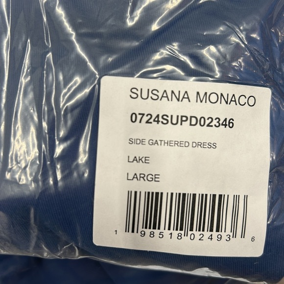 Susana Monaco NWT Side Gathered Dress in Lake (Blue) - Picture 8 of 8
